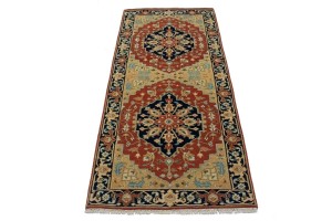 Rust Floral Tribal 4X10 Heriz Serapi Oriental Runner Rug