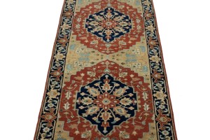 Rust Floral Tribal 4X10 Heriz Serapi Oriental Runner Rug