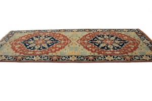 Rust Floral Tribal 4X10 Heriz Serapi Oriental Runner Rug