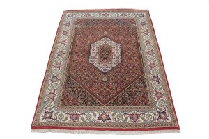 Red Floral Geometric 4X6 Bidjar Oriental Rug