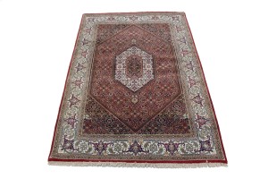 Red Floral Geometric 4X6 Bidjar Oriental Rug