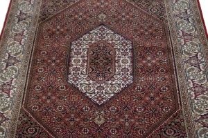Red Floral Geometric 4X6 Bidjar Oriental Rug