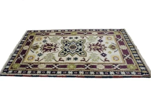 Cream Geometric Tribal 3X5 Kazak Oriental Rug