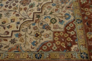 Beige Floral 10X14 Rare Heriz Serapi Oriental  Rug
