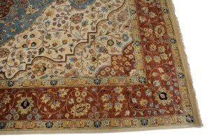 Beige Floral 10X14 Rare Heriz Serapi Oriental  Rug
