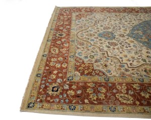 Beige Floral 10X14 Rare Heriz Serapi Oriental  Rug