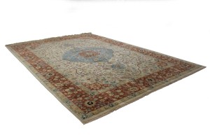 Beige Floral 10X14 Rare Heriz Serapi Oriental  Rug