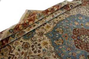 Beige Floral 10X14 Rare Heriz Serapi Oriental  Rug