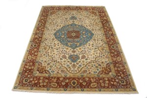 Beige Floral 10X14 Rare Heriz Serapi Oriental  Rug