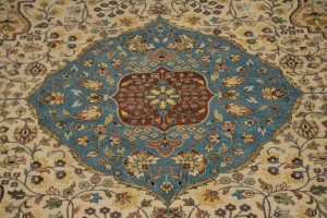 Beige Floral 10X14 Rare Heriz Serapi Oriental  Rug