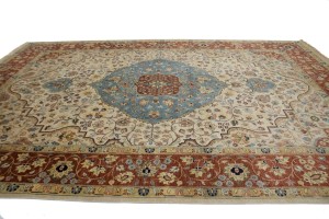 Beige Floral 10X14 Rare Heriz Serapi Oriental  Rug