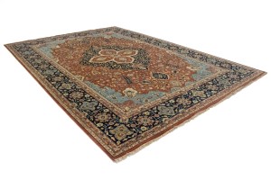 Rust Floral 10X14 Sarouk Goravan Heriz Oriental Rug