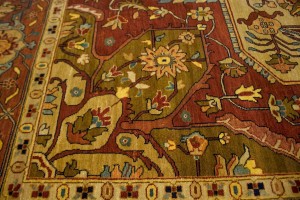 Beige & Rust Floral 9X12 Heriz Serapi Oriental Rug