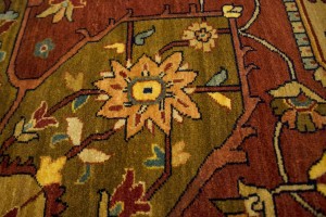 Beige & Rust Floral 9X12 Heriz Serapi Oriental Rug