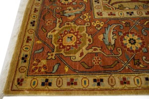 Beige & Rust Floral 9X12 Heriz Serapi Oriental Rug