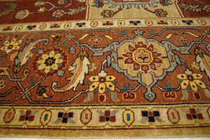Beige & Rust Floral 9X12 Heriz Serapi Oriental Rug