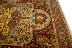 Beige & Rust Floral 9X12 Heriz Serapi Oriental Rug