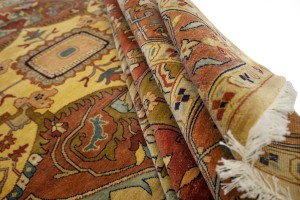 Beige & Rust Floral 9X12 Heriz Serapi Oriental Rug