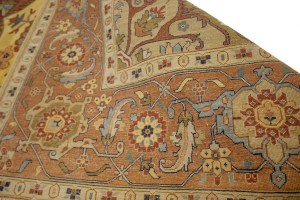 Beige & Rust Floral 9X12 Heriz Serapi Oriental Rug