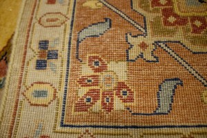 Beige & Rust Floral 9X12 Heriz Serapi Oriental Rug