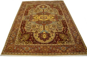 Beige & Rust Floral 9X12 Heriz Serapi Oriental Rug