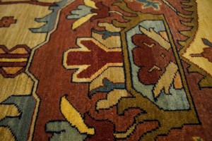 Beige & Rust Floral 9X12 Heriz Serapi Oriental Rug