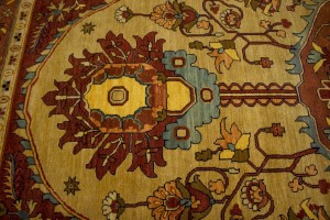 Beige & Rust Floral 9X12 Heriz Serapi Oriental Rug