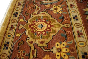 Beige & Rust Floral 9X12 Heriz Serapi Oriental Rug