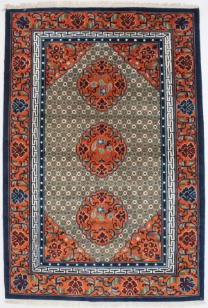 Orange Geometric 6X9 Chinese Style Oriental Rug