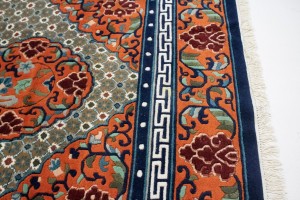 Orange Geometric 6X9 Chinese Style Oriental Rug
