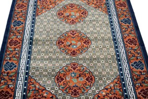 Orange Geometric 6X9 Chinese Style Oriental Rug