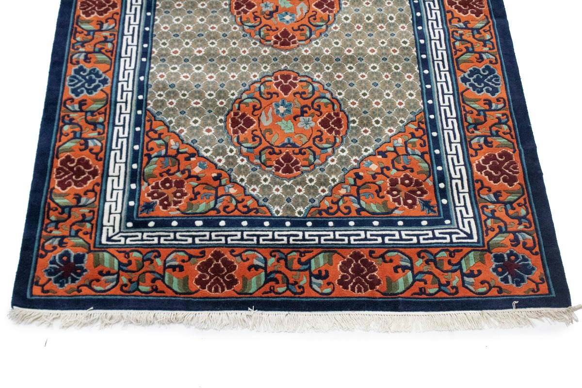 Orange Geometric 6X9 Chinese Style Oriental Rug