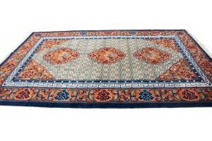 Orange Geometric 6X9 Chinese Style Oriental Rug