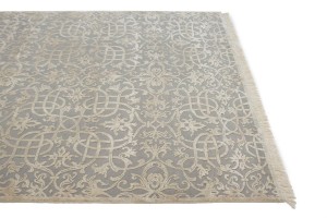 Hand-Carved Gray Extra Fine 6X9 Modern Oriental Rug