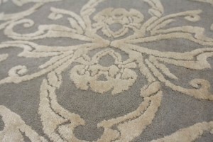 Hand-Carved Gray Extra Fine 6X9 Modern Oriental Rug