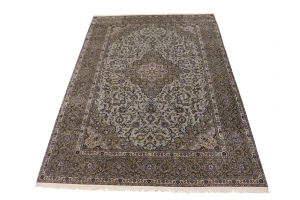 Semi Antique Sage Green Traditional 9X13 Kashan Persian Rug