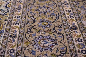 Semi Antique Sage Green Traditional 9X13 Kashan Persian Rug
