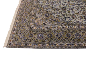 Semi Antique Sage Green Traditional 9X13 Kashan Persian Rug