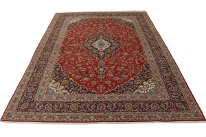 Vintage Red Traditional 10X13 Kashan Persian Rug
