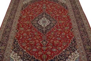 Vintage Red Traditional 10X13 Kashan Persian Rug