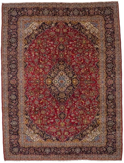 Vintage Red Traditional 10X13 Kashan Persian Rug