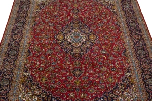 Vintage Red Traditional 10X13 Kashan Persian Rug