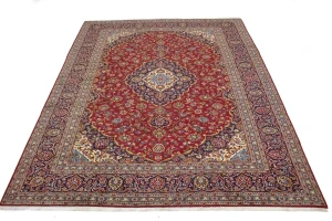 Vintage Red Traditional 10X13 Kashan Persian Rug