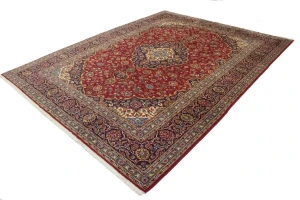 Vintage Red Traditional 10X13 Kashan Persian Rug