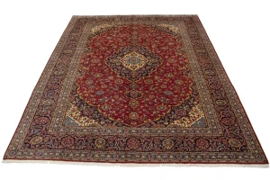 Vintage Red Traditional 10X13 Kashan Persian Rug