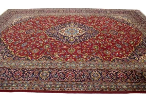 Vintage Red Traditional 10X13 Kashan Persian Rug
