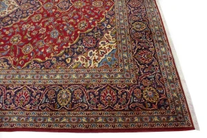 Vintage Red Traditional 10X13 Kashan Persian Rug