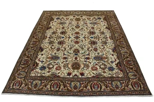 Vintage Cream Floral Classic 10X13 Tabriz Persian Rug