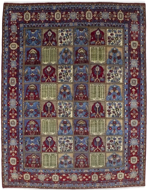 Vintage Blue & Red Floral Garden 10X13 Najafabad Persian Rug