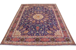 Vintage Purple-navy Traditional 10X13 Tabriz Persian Rug